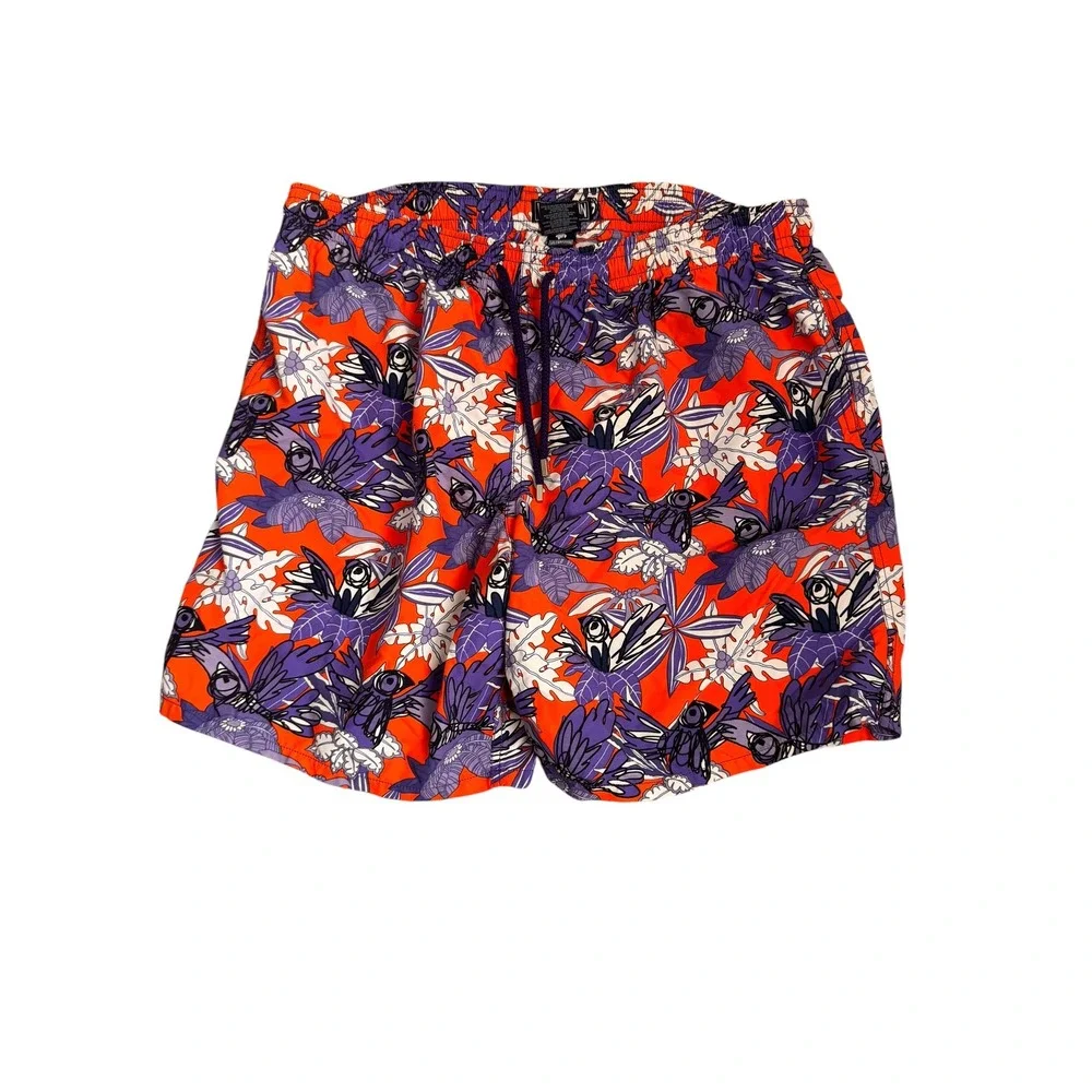 Vilebrequin Moorea Swim Trunks Mens 5XL Orange Purple Tropical‎ Bird 8